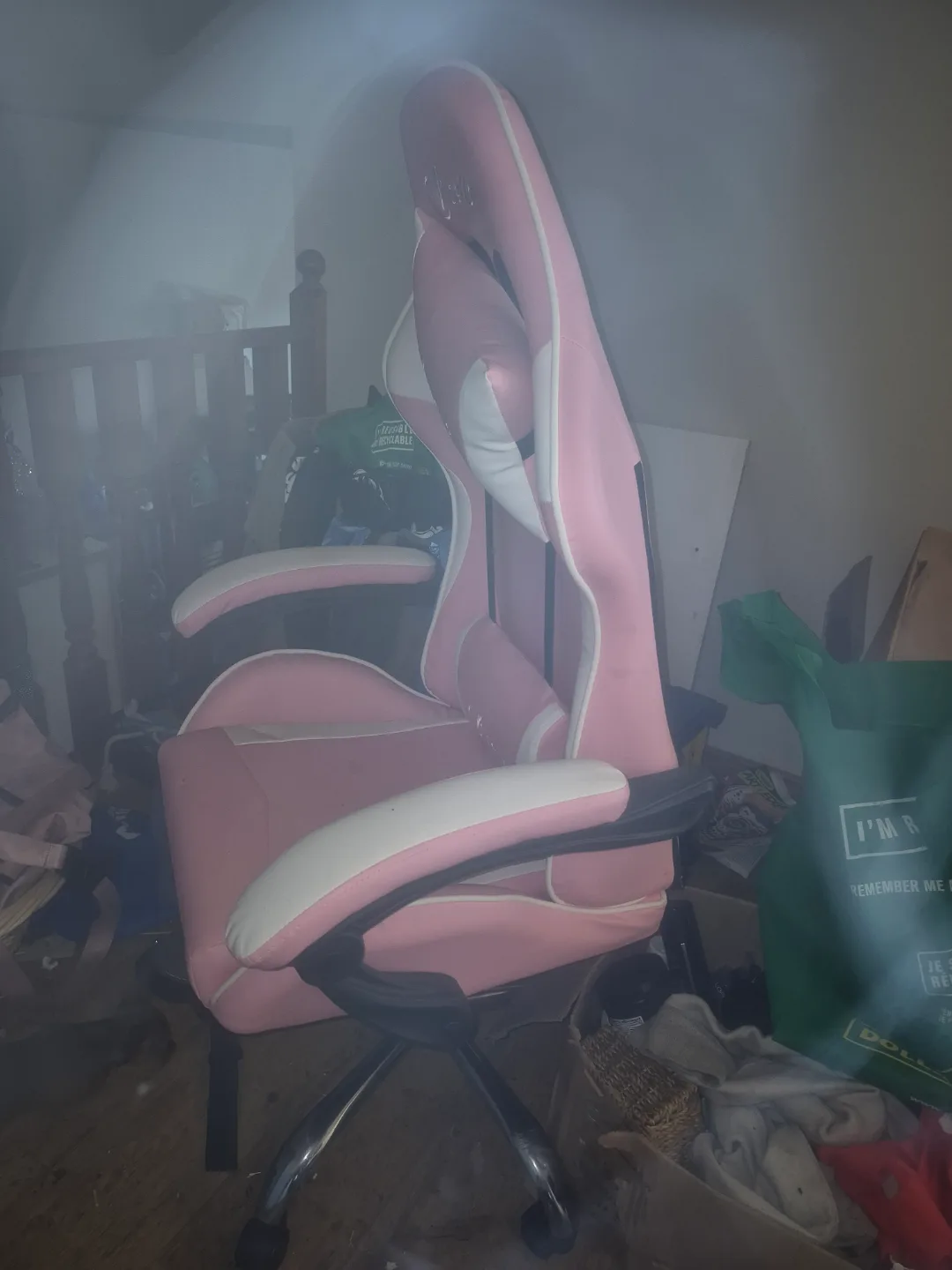 Pink and White Gaming Chair thumbnail