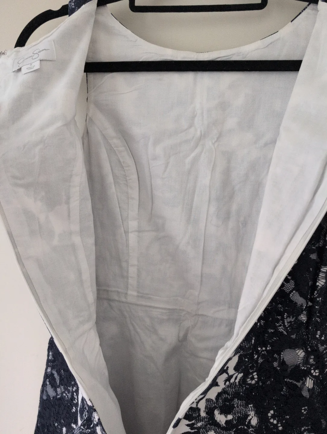 Jessica Simpson - Navy and White Floral Fit and Flare Dress image indicator(6)