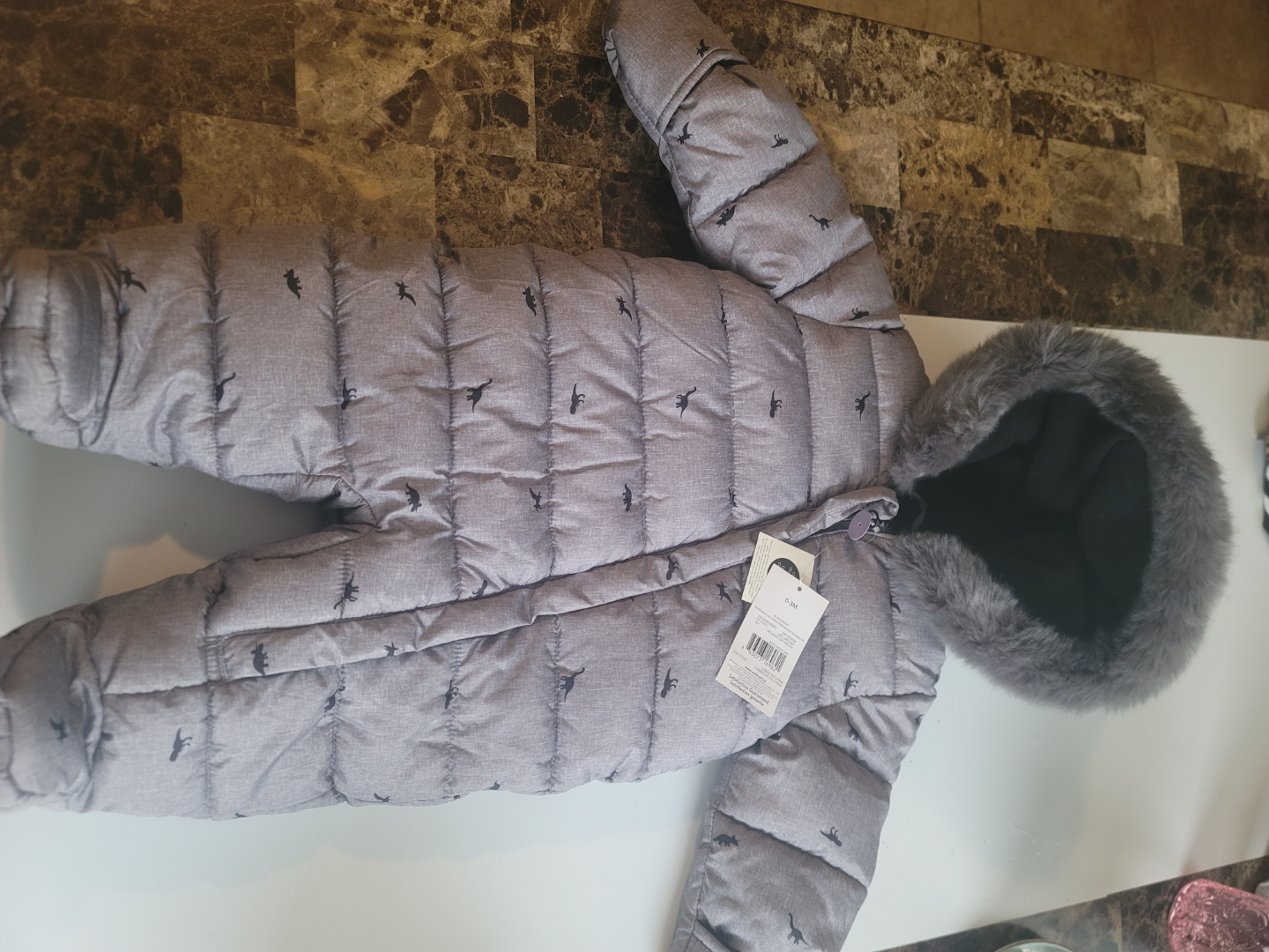 Baby Boys' Grey Dinosaur Snowsuit - photo 3