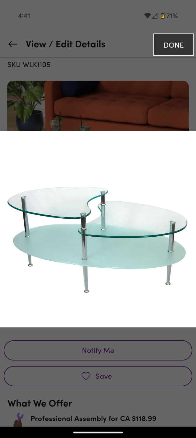 Glass Top Coffee Table - photo 3