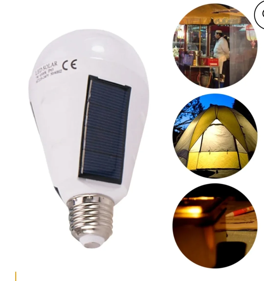 12W LED Solar Bulb - Rechargeable Light with Hanging Hook thumbnail