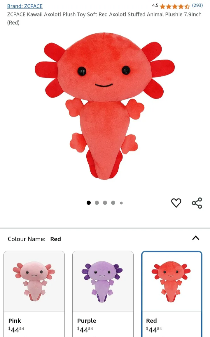 NEW!    ZCPACE Kawaii Axolotl Plush Toy image indicator(2)