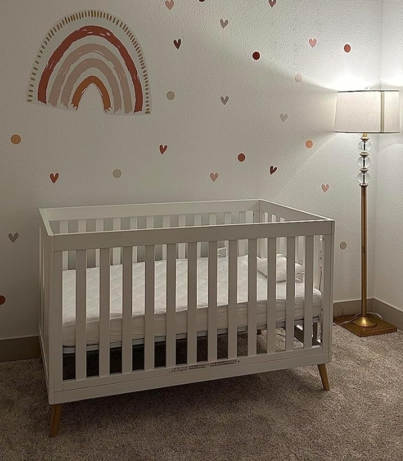 White Mini Crib with Wooden Legs