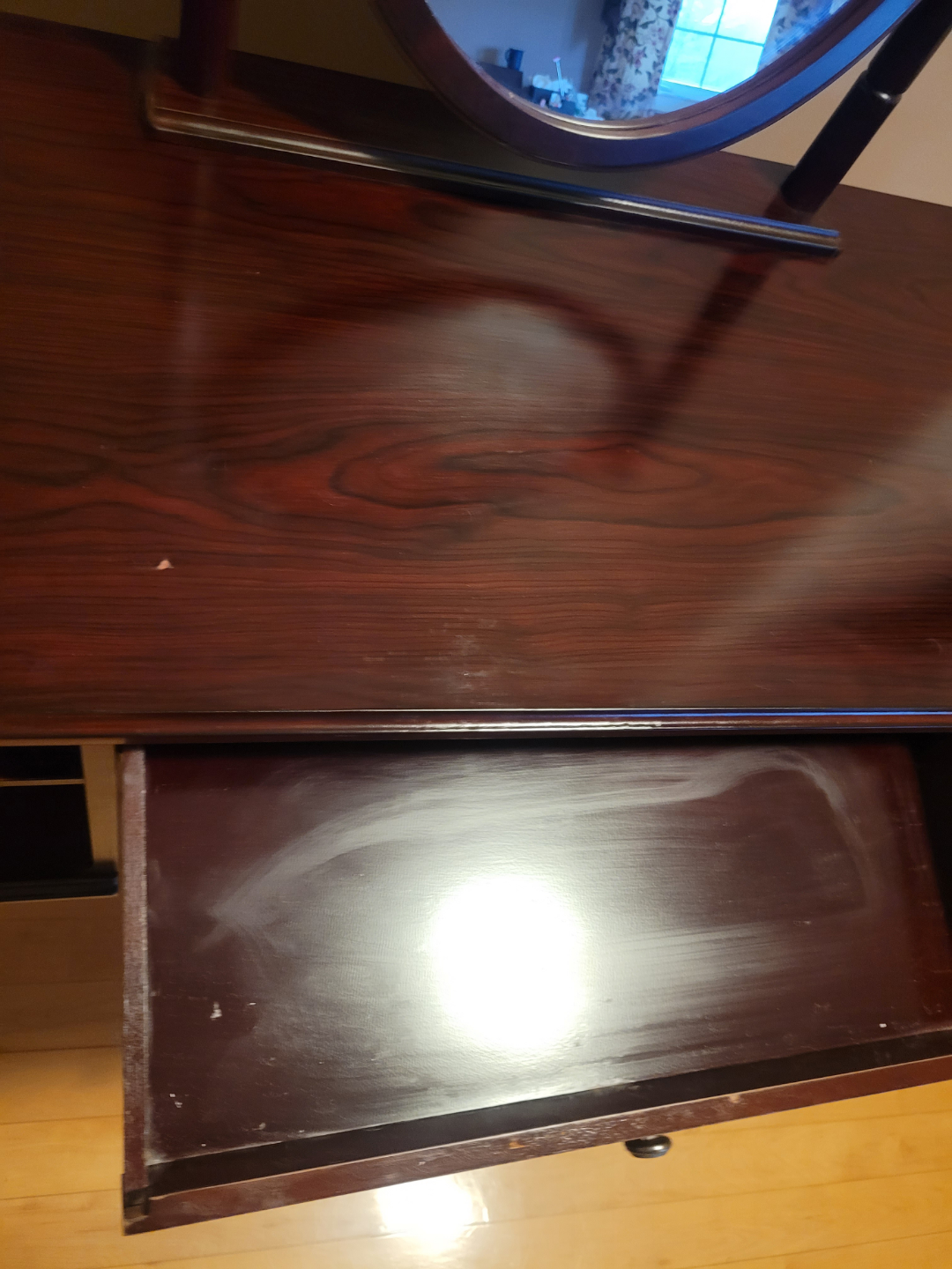 Dark Wood Vanity with Mirror - photo 3