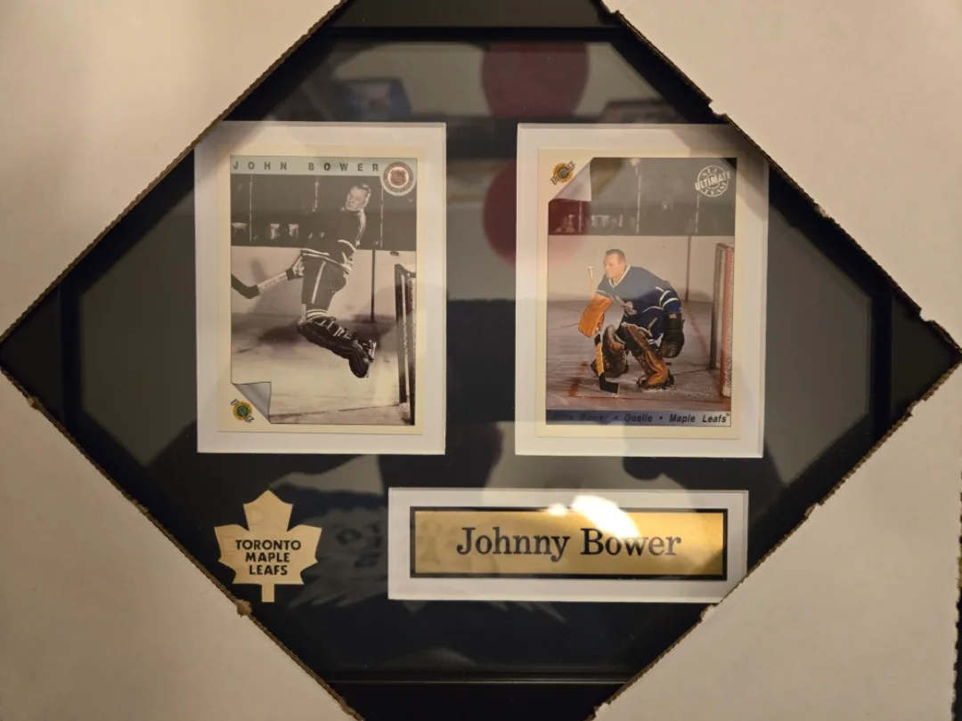 maple leafs johnny bower oilers mcdavid  2 card collector frame thumbnail