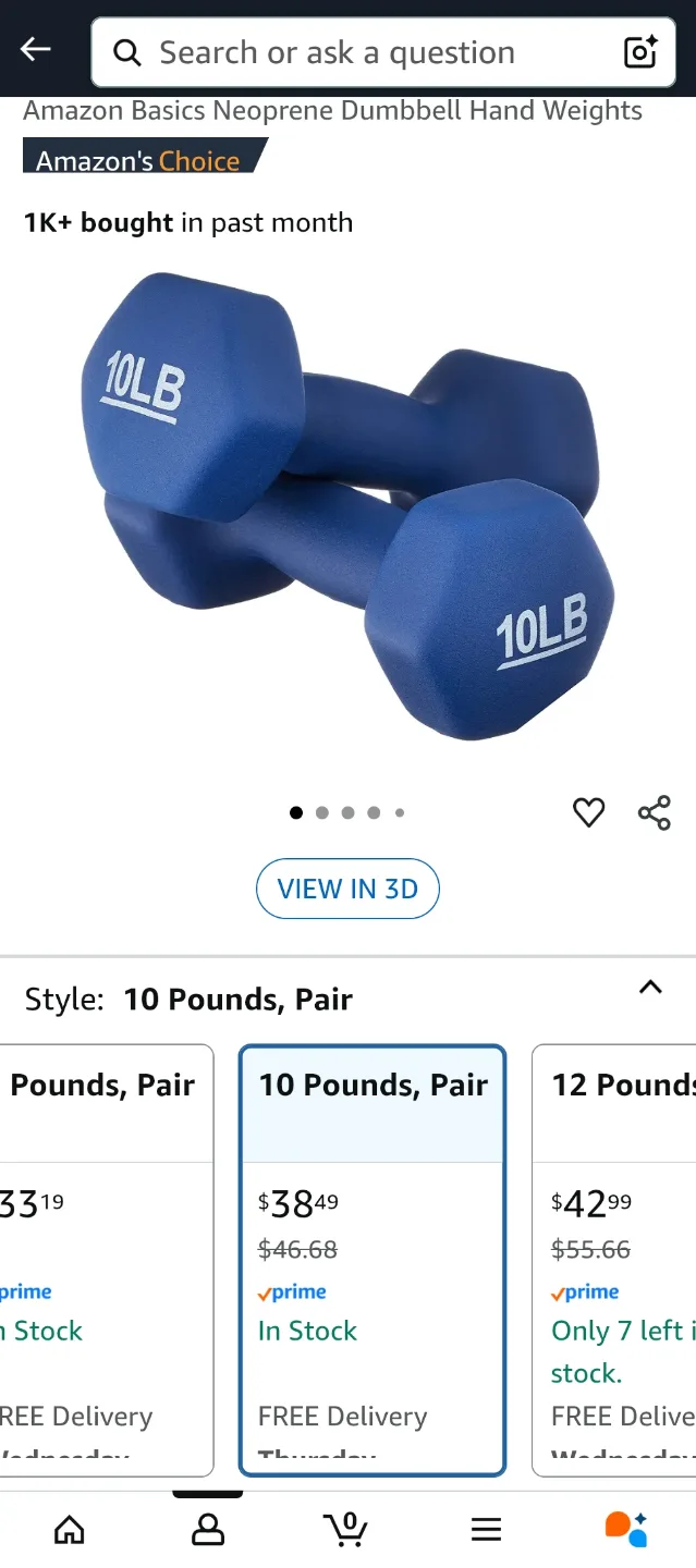 2 x 10lb Hex Dumbbell thumbnail