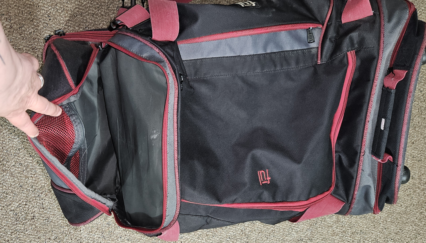 Rolling Duffel Bag - Black and Red