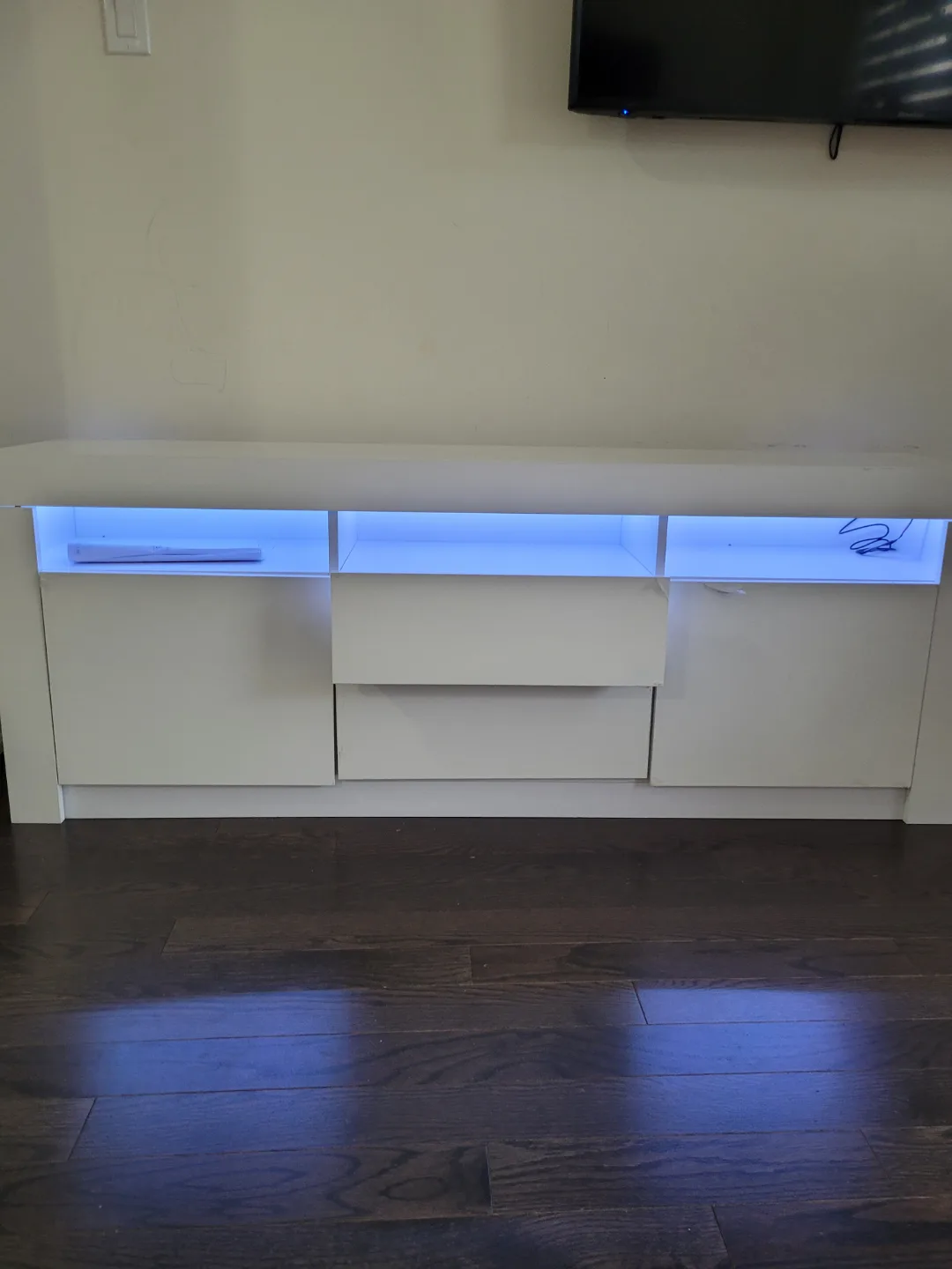White LED TV Stand stand for 65 inch tv thumbnail