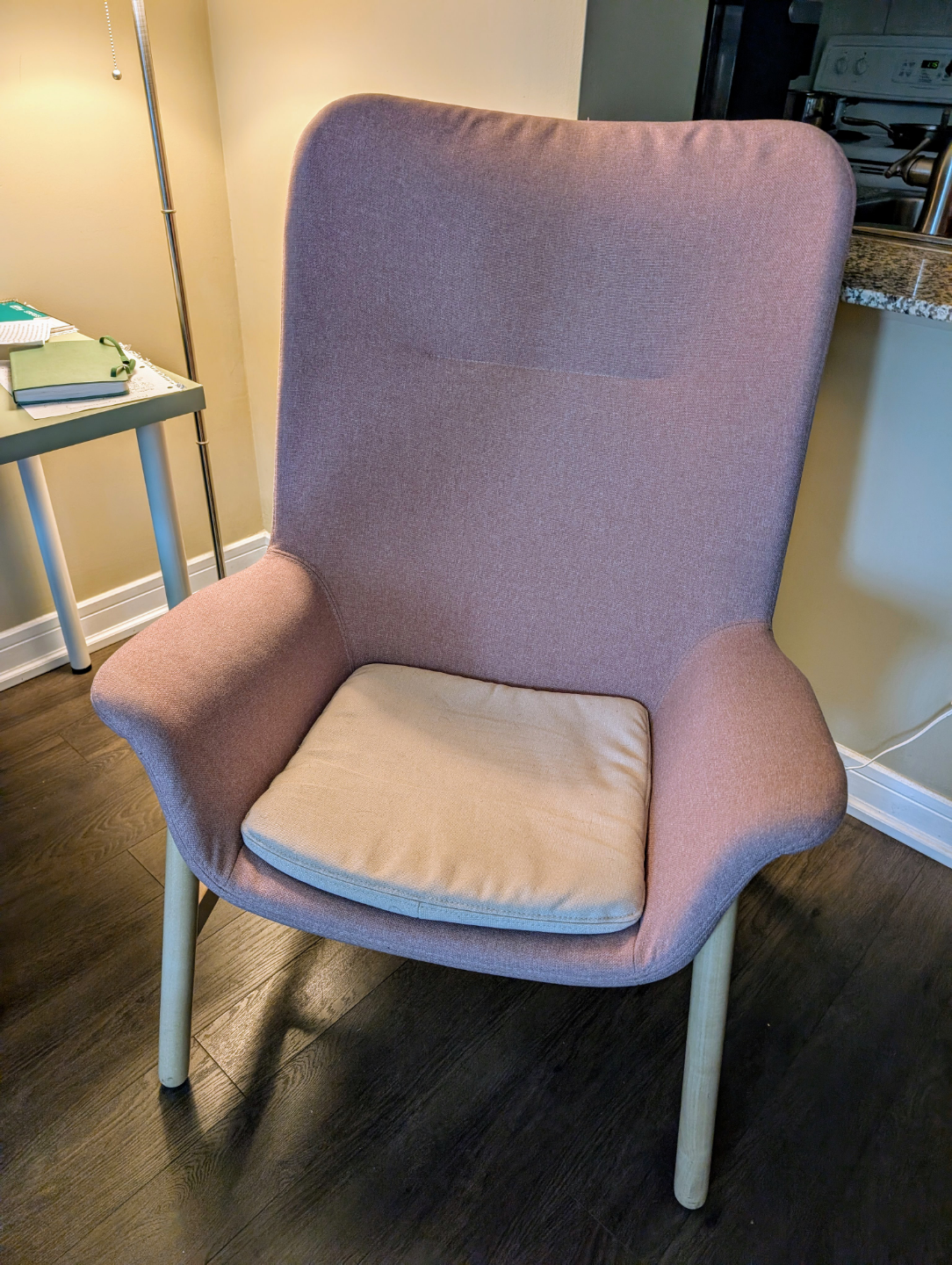 Pink IKEA Lounge Chair with Light Wooden Legs - photo 2