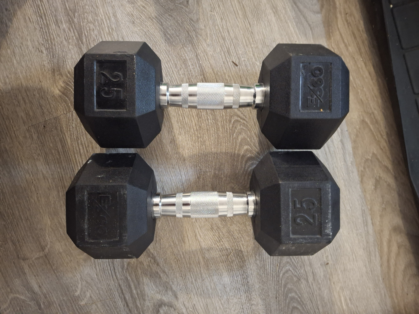 Pair of 25lb Hex Dumbbells