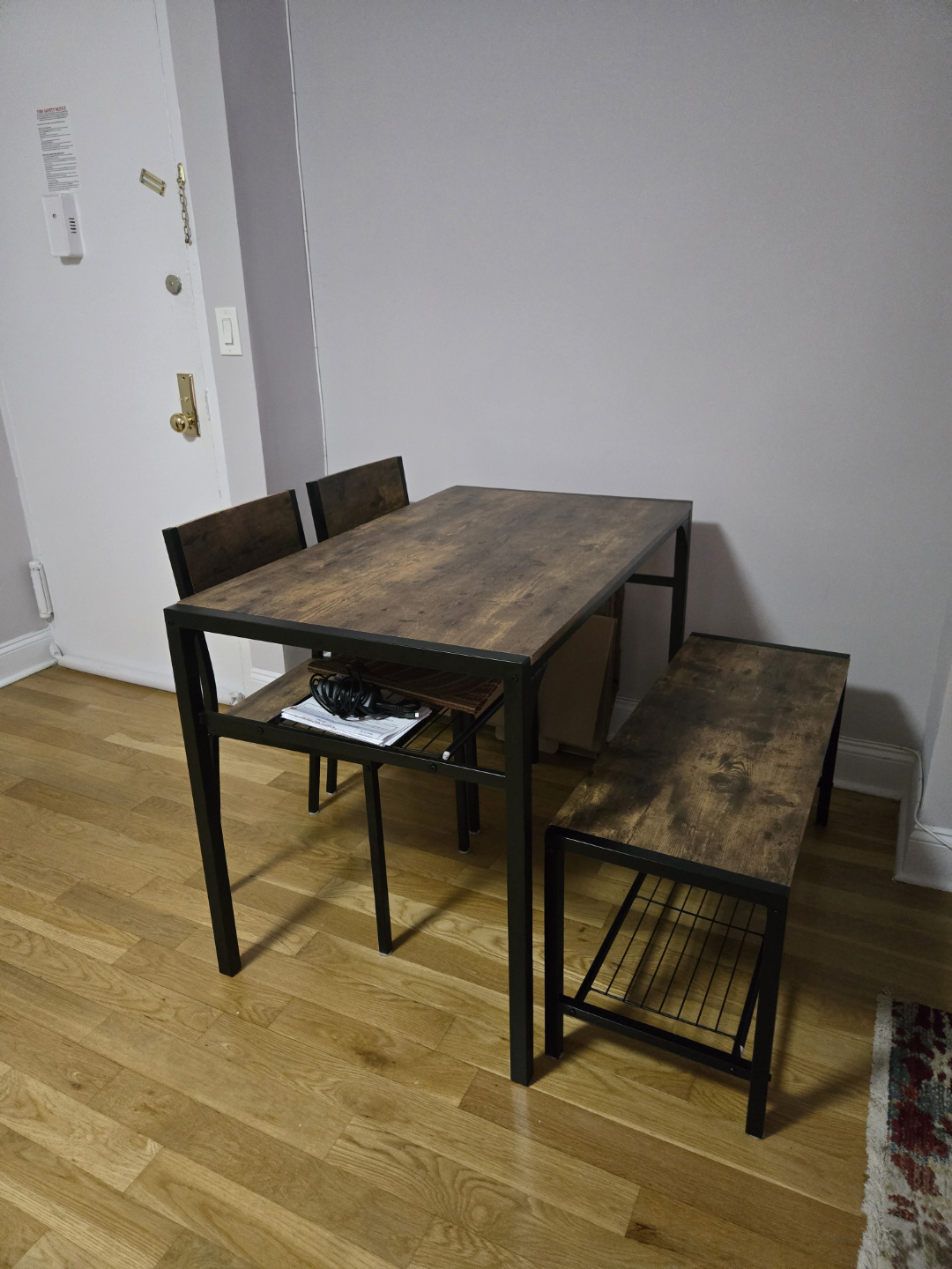 Rustic Brown 3-Piece Dining Set with Bench - photo 4