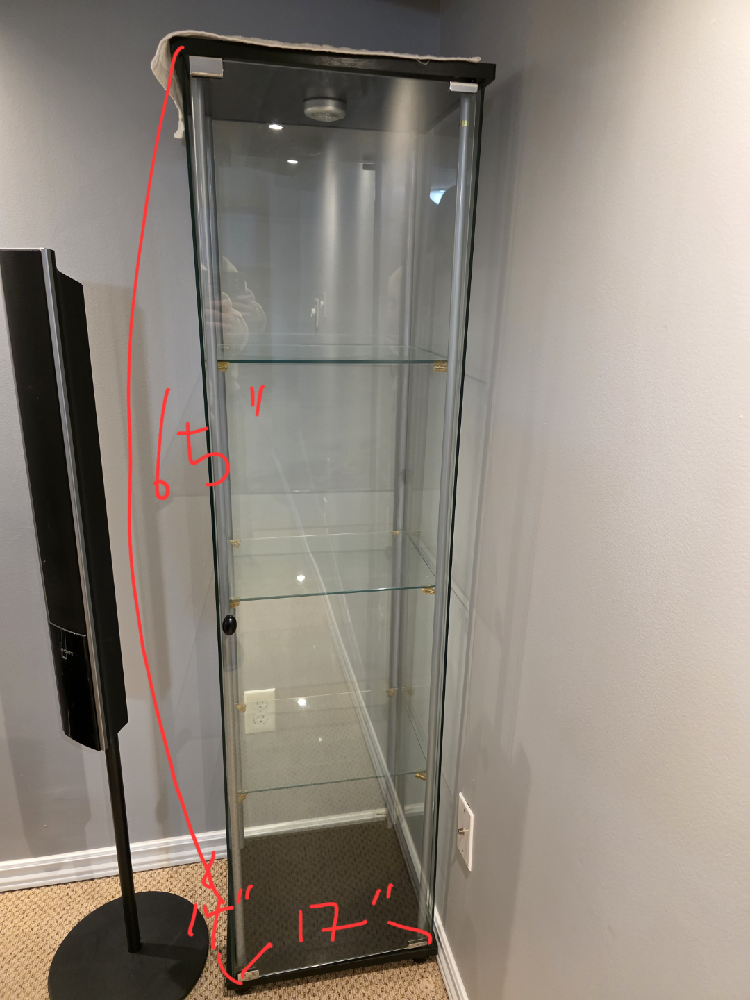 2 X Glass Display Cabinet with 3 Shelves