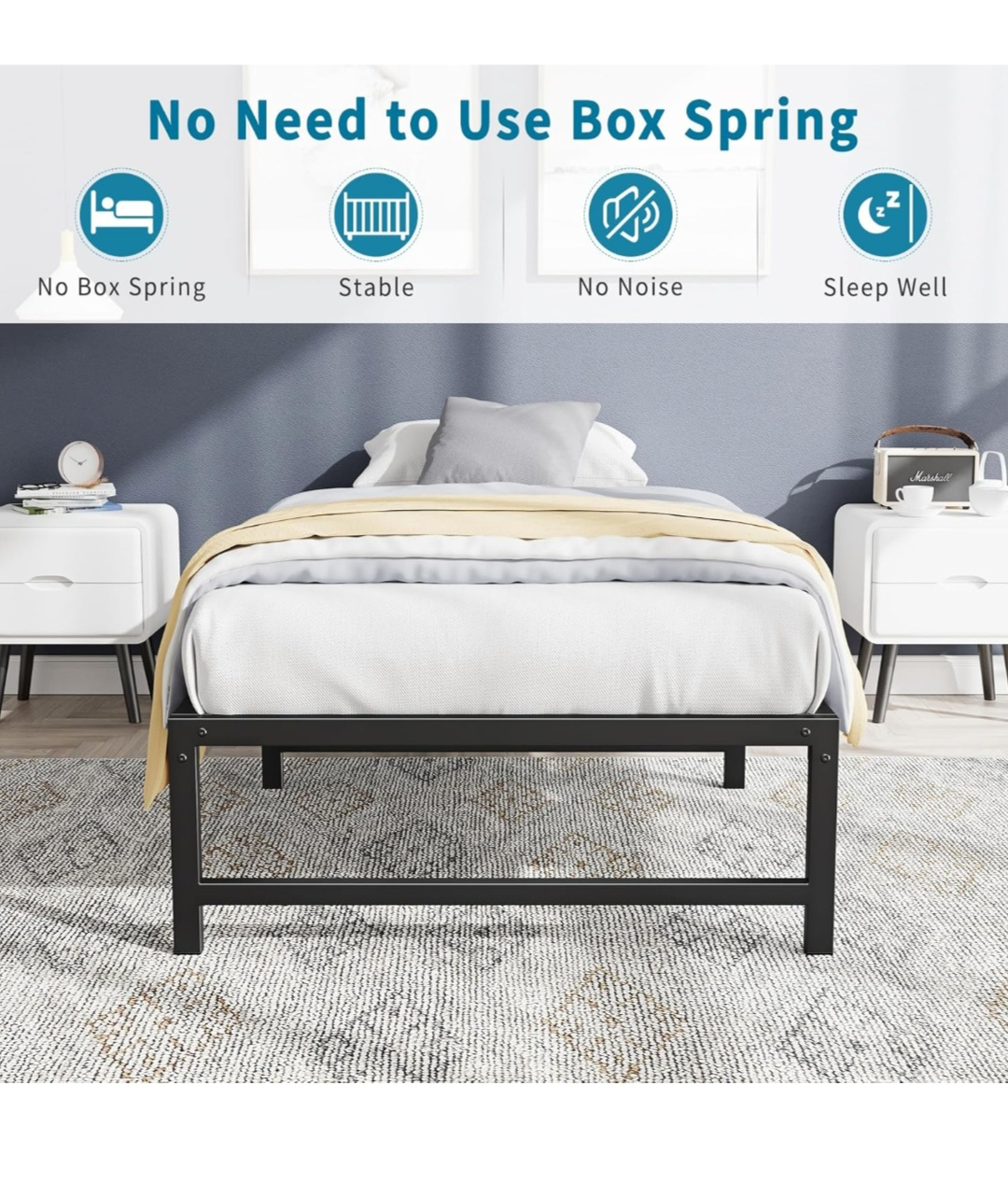 Metal Platform Bed Frame - Twin Size - Heavy Duty - - photo 5