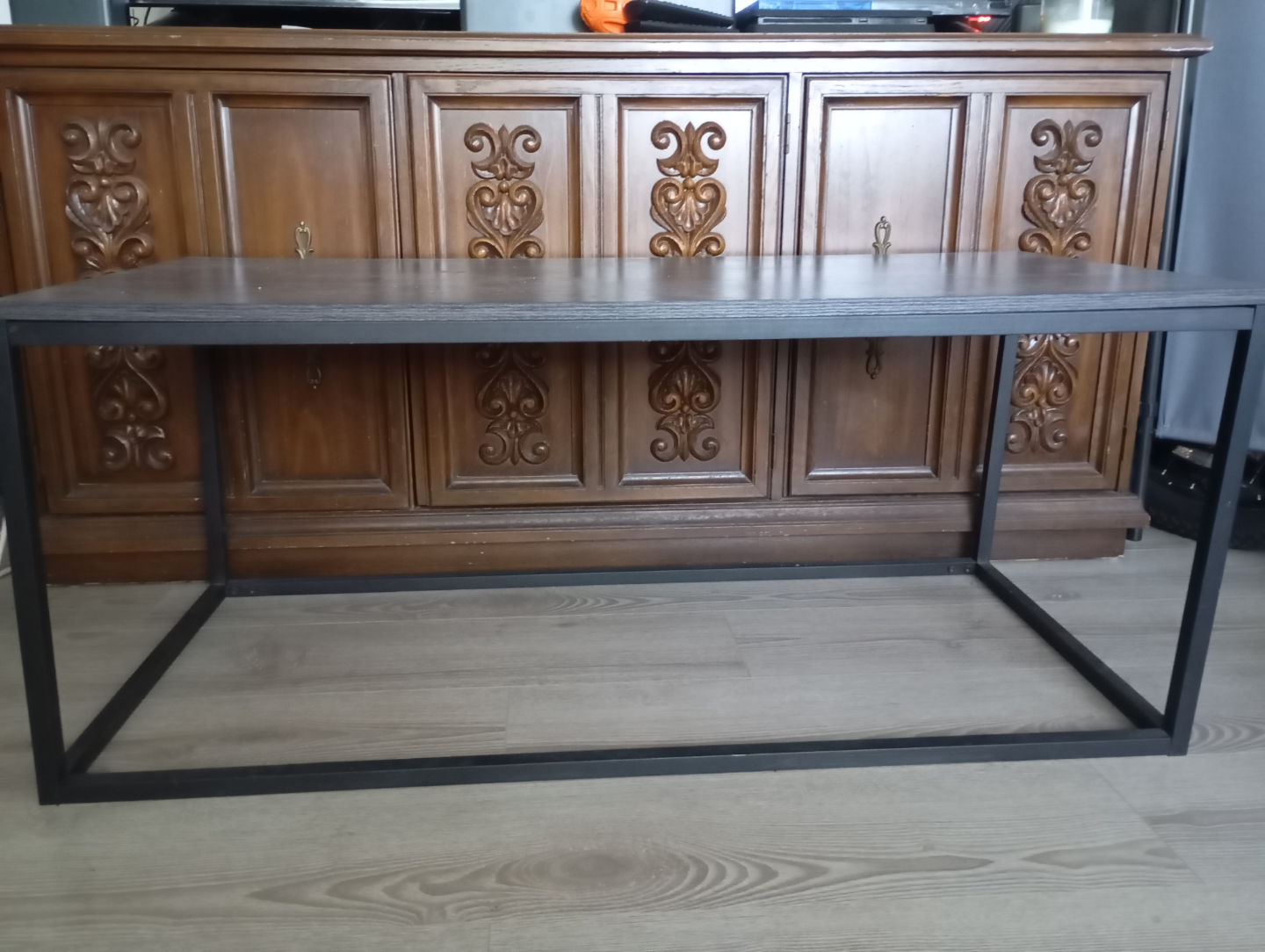 Dark Grey Coffee Table with Black Metal Frame - photo 2