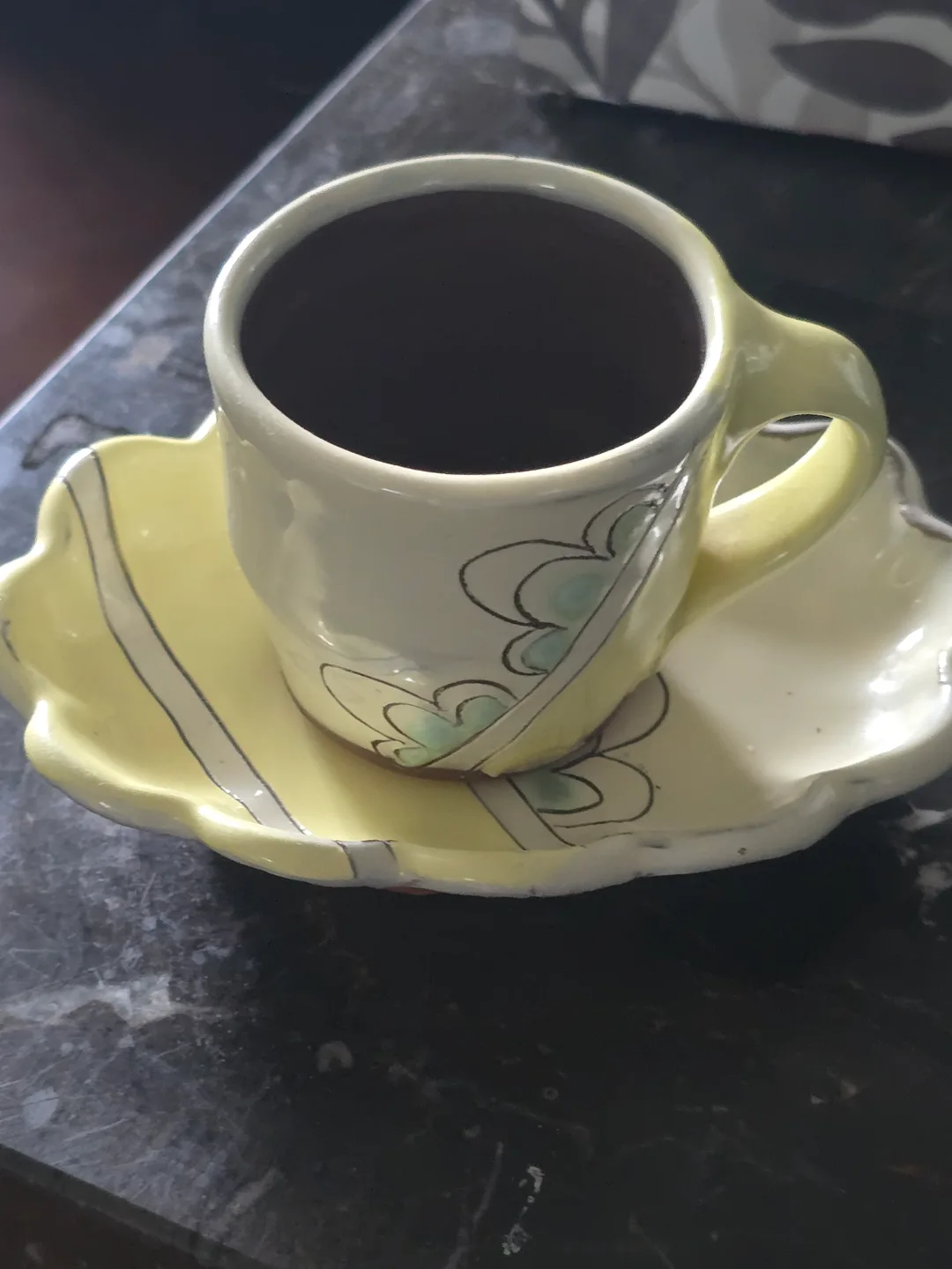 Handcrafted Pottery Coffee Cup and Saucer Set thumbnail