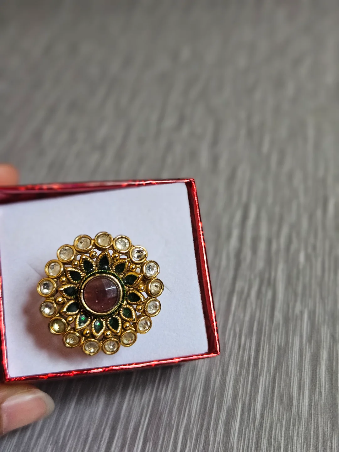 Gorgeous Gold  color Kundan Ring with Purple Gemstone image indicator(4)
