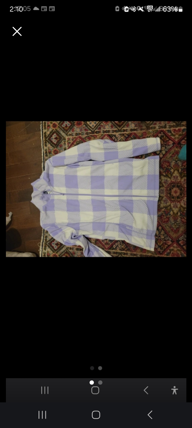 #freecycle Women's Lavender and White Plaid Fleece Zip-Up Jacket