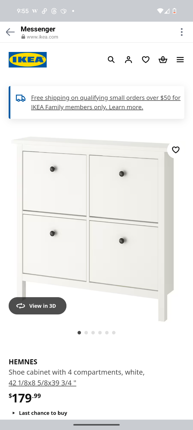 IKEA HEMNES Shoe Cabinet with 4 compartments, white, - photo 5