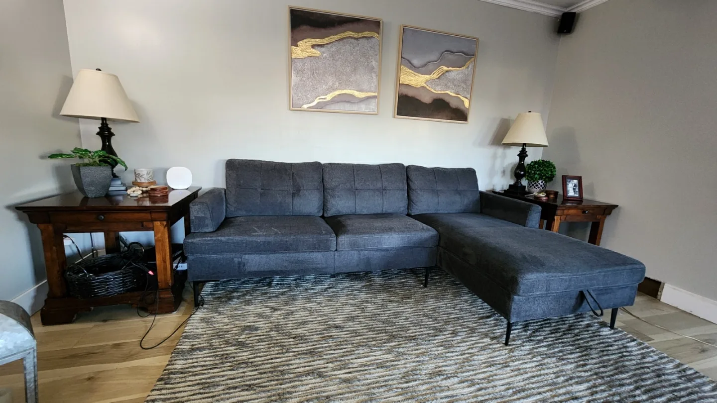 Dark Grey Sectional Sofa with Chaise Lounge thumbnail