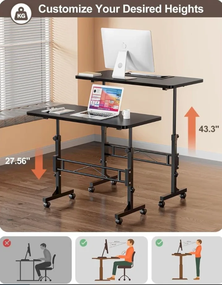 Black Mobile Standing Desk - Adjustable Height image indicator(2)