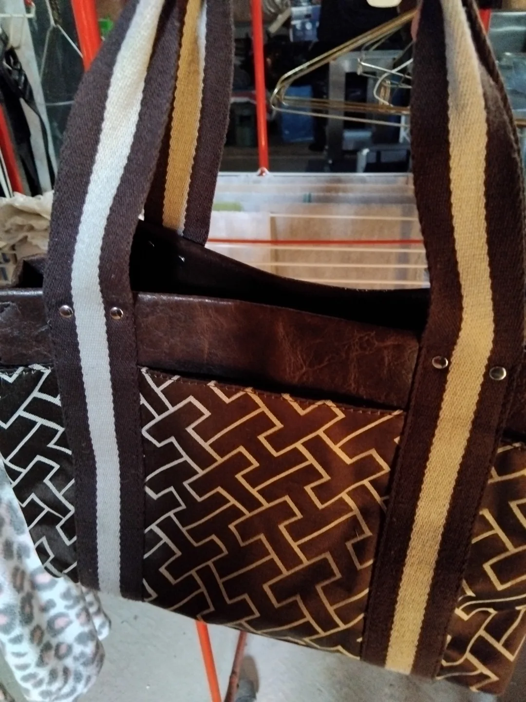 Tommy Hilfiger Brown and Beige Tote Bag image indicator(2)