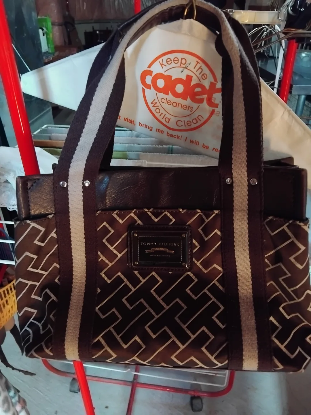 Tommy Hilfiger Brown and Beige Tote Bag image indicator(3)