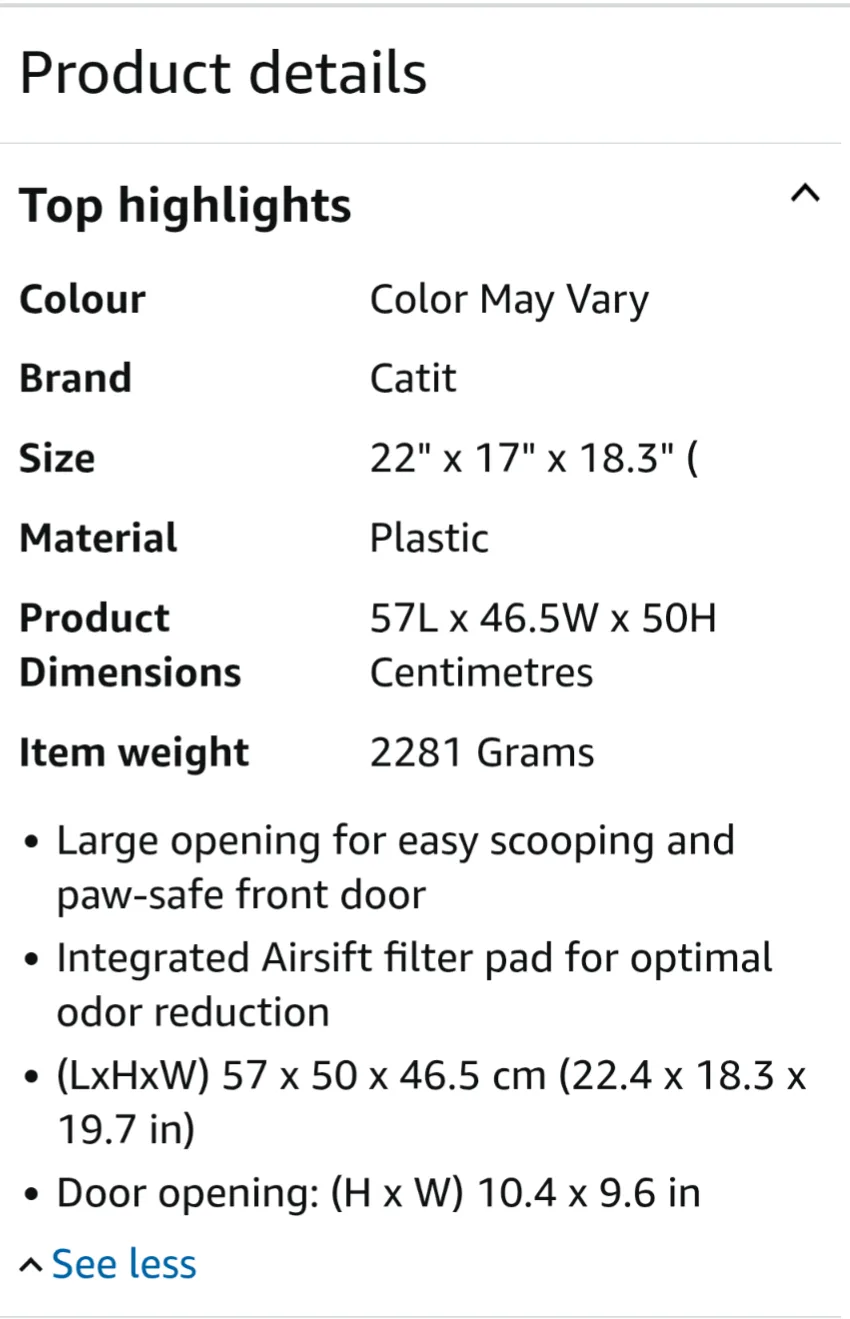 Catit Jumbo Airsift Litter Box w. 2 Air filters image indicator(5)