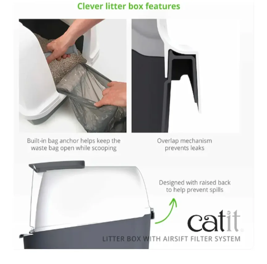 Catit Jumbo Airsift Litter Box w. 2 Air filters image indicator(9)