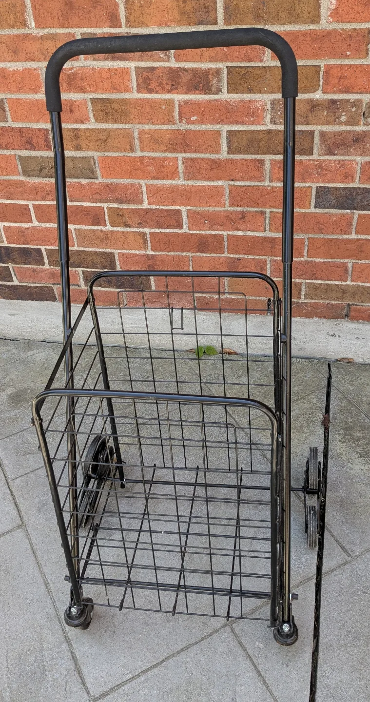 Black Metal Shopping Cart with Handle thumbnail