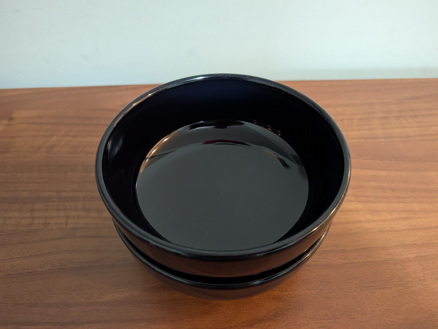 Two Stacked Dark-Blue Ceramic Bowls - photo 2