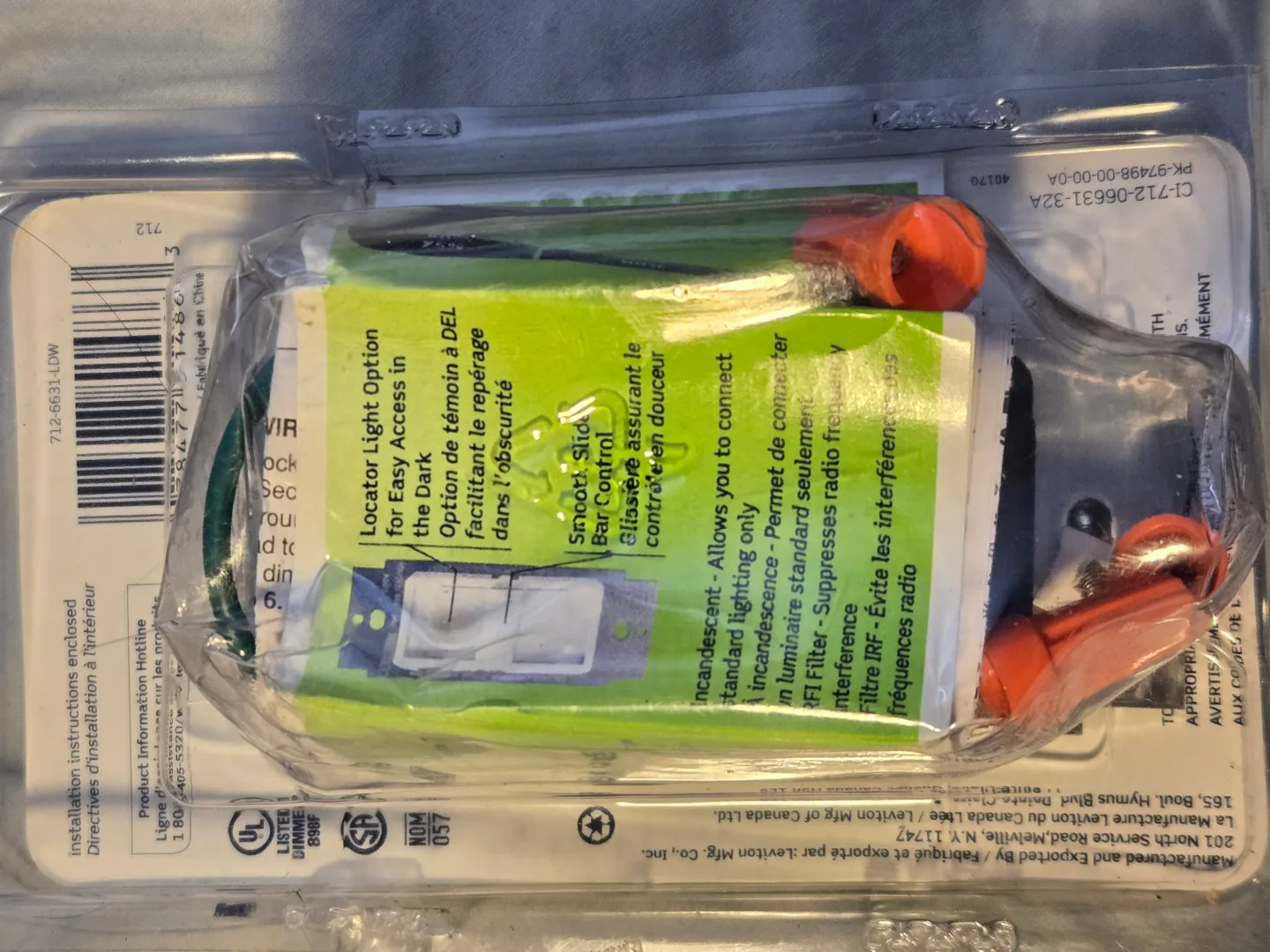 Leviton  Slide Dimmer 600W White include faceplate image indicator(2)