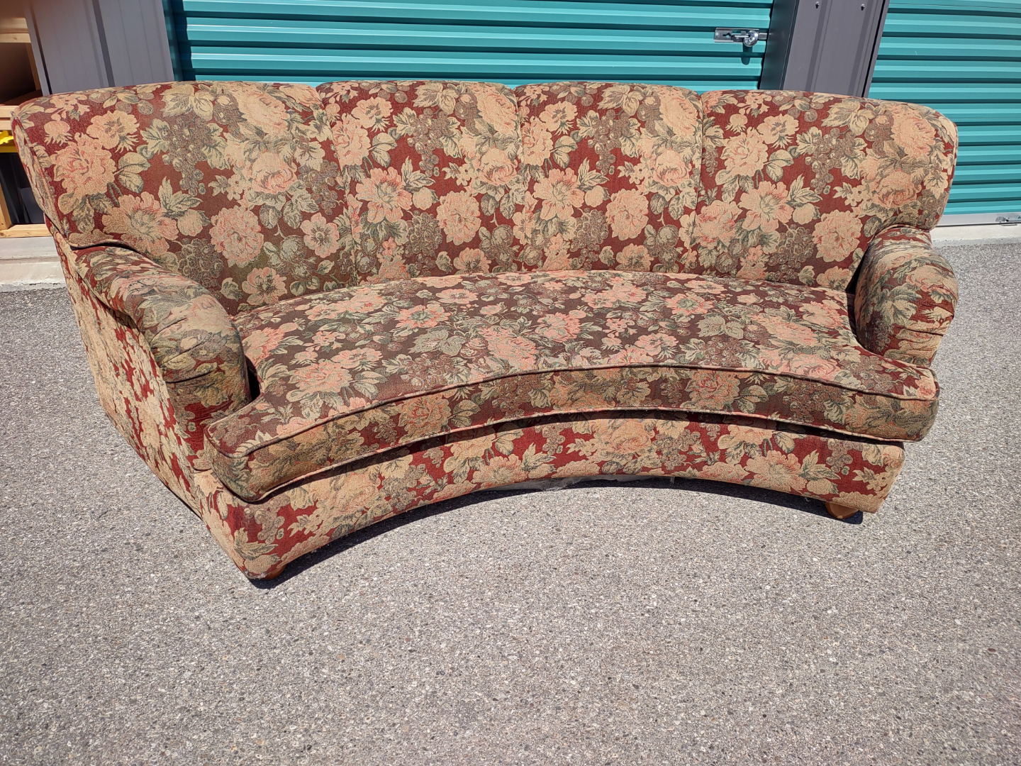 Vintage Birchwood Furniture Curved Sofa