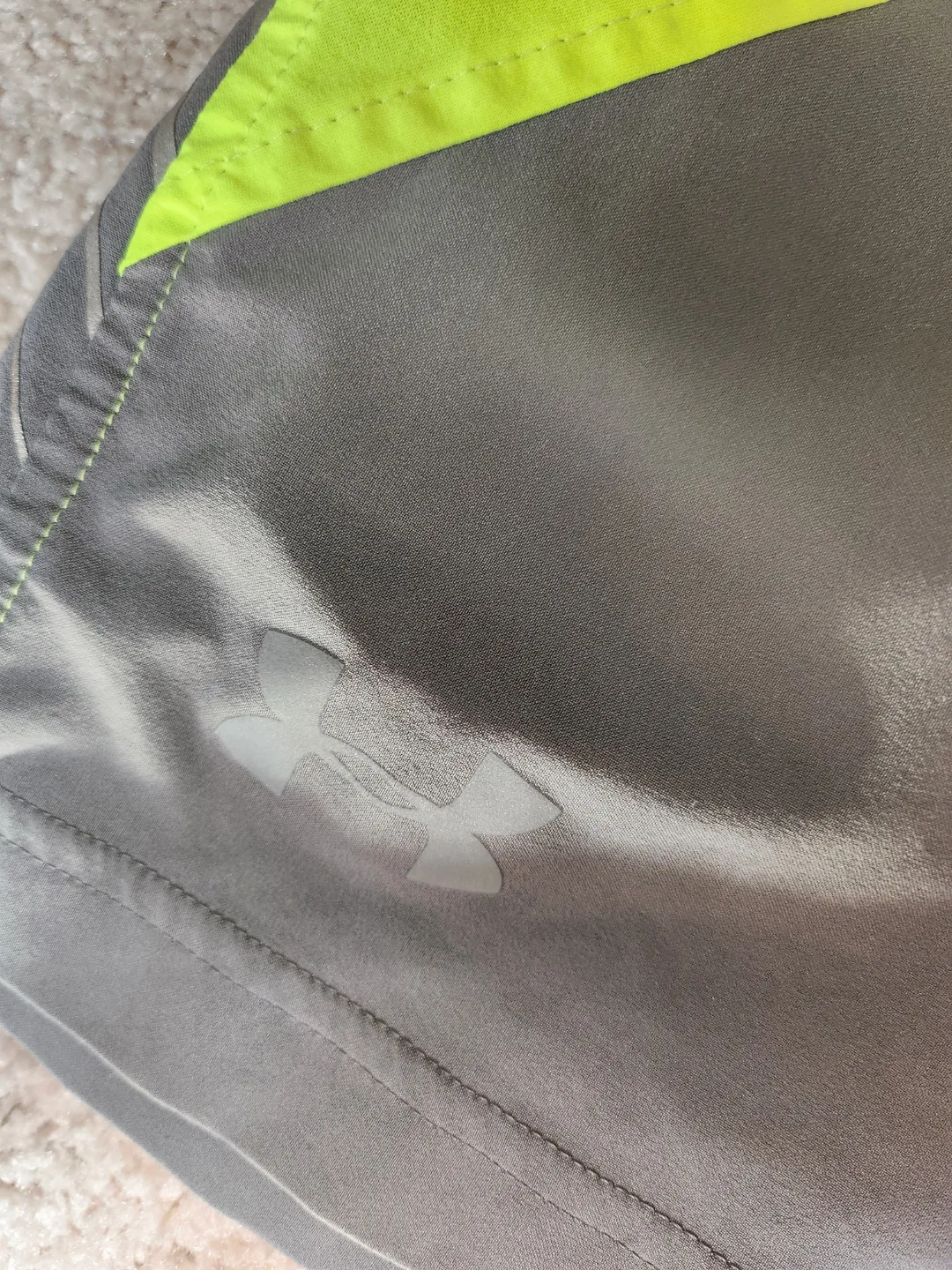 Under Armour Boys' Athletic Shorts - Grey and Lime Green thumbnail