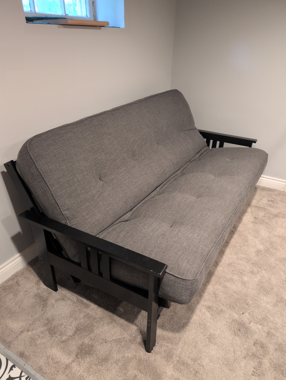Gray Futon Sofa Bed with Black Frame - photo 2