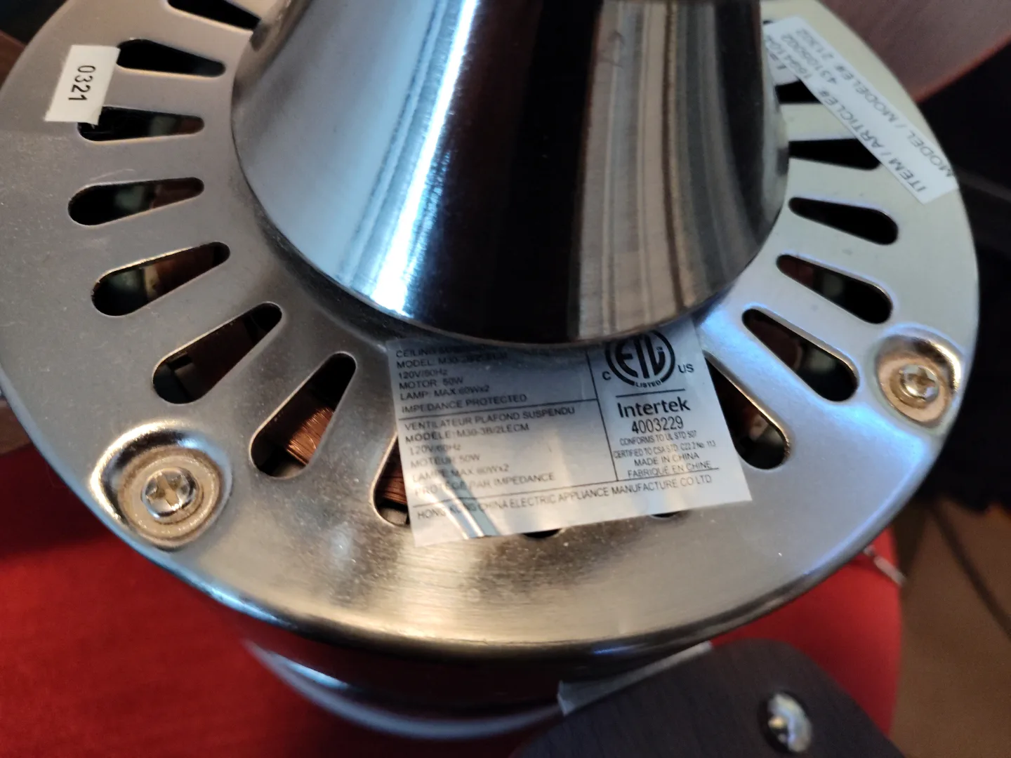 Ceiling  hugger Fan with 3 Walnut Blades image indicator(2)