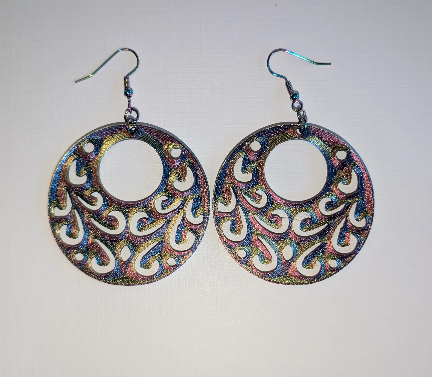 Rainbow Circle Earrings - New, 3D printed thumbnail