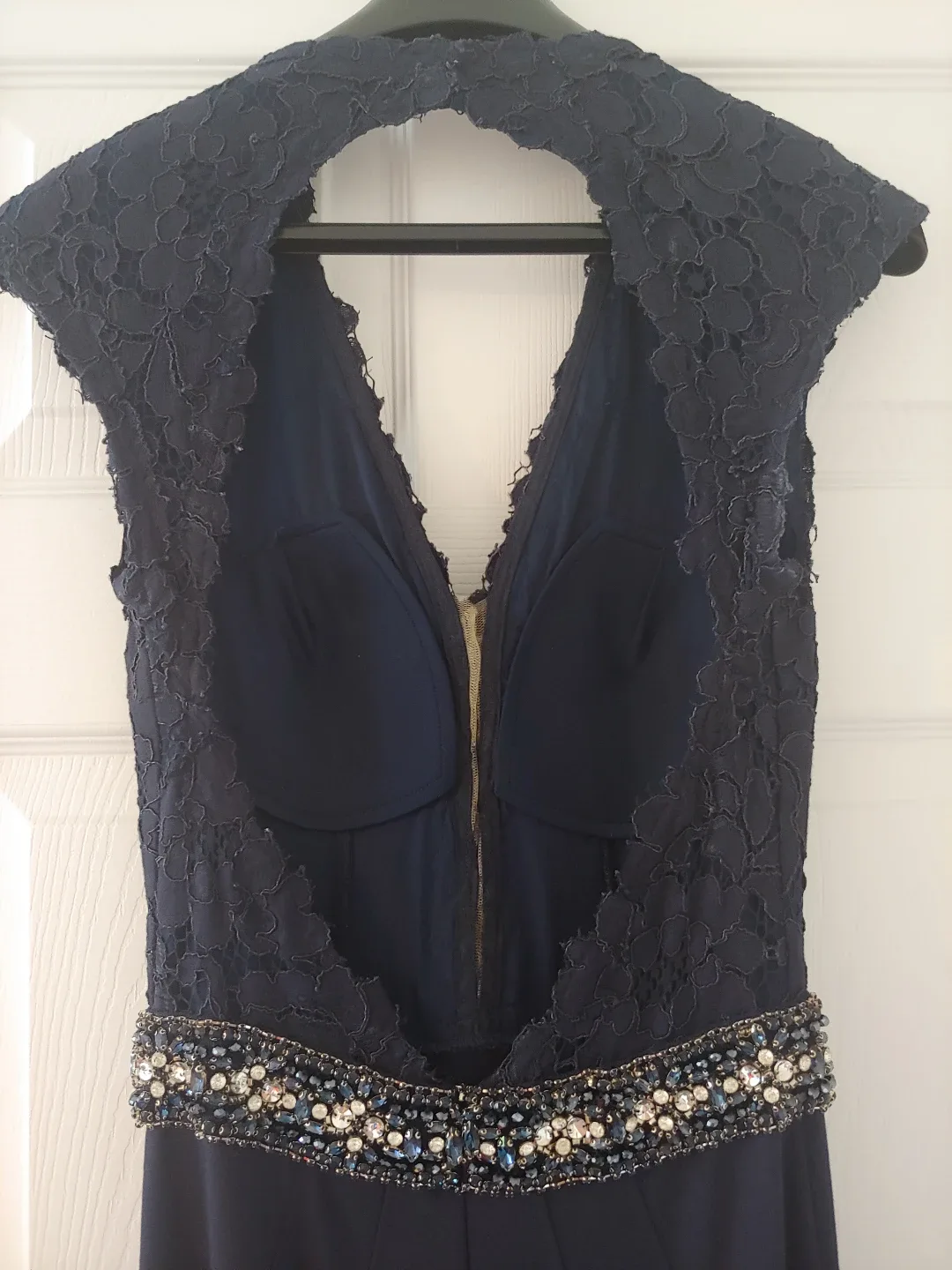 Beautiful Jovani Navy Blue Lace Evening/Prom gown image indicator(8)