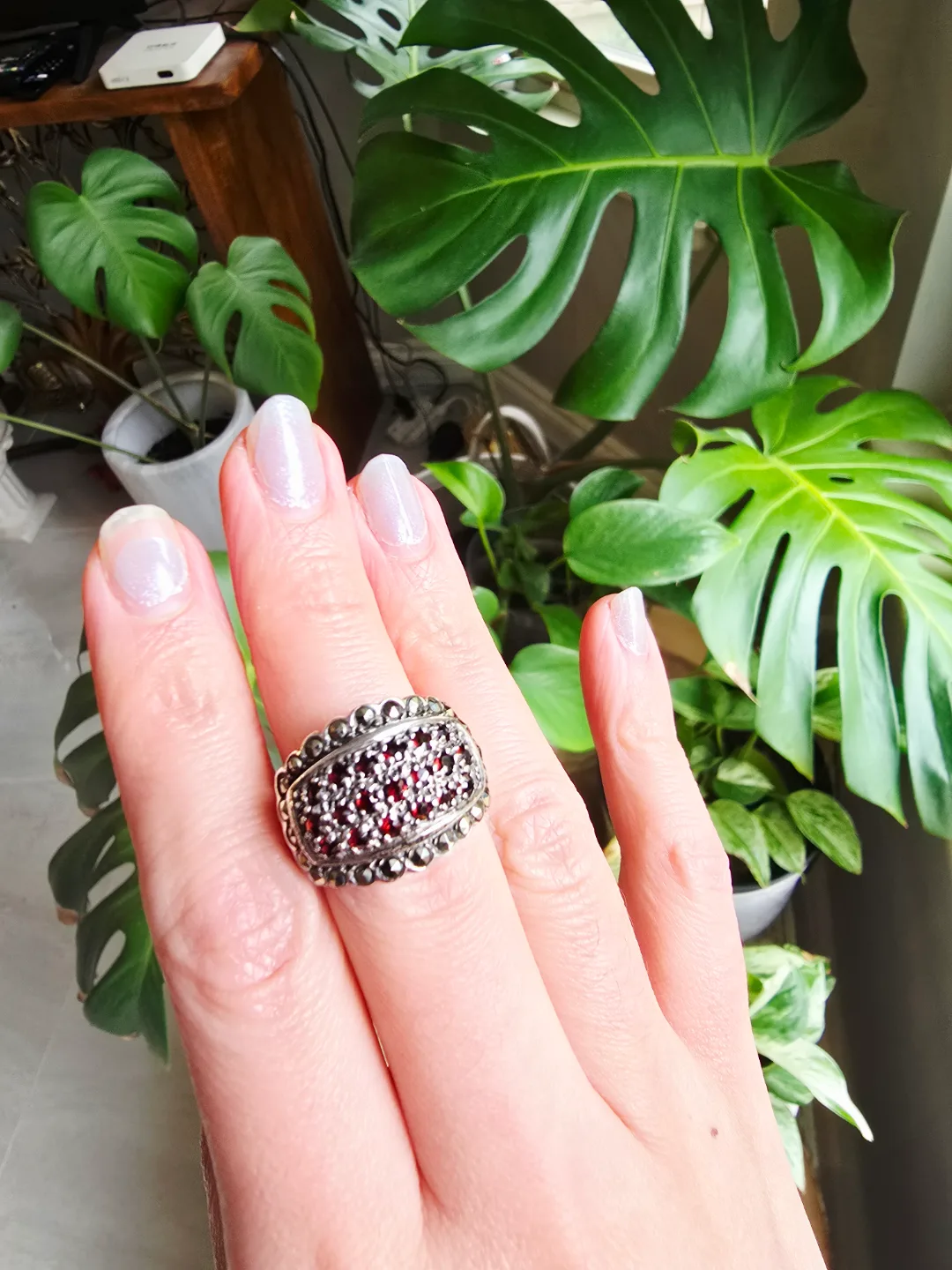 New with tag Garnet natural gemstone sterling silver ring thumbnail