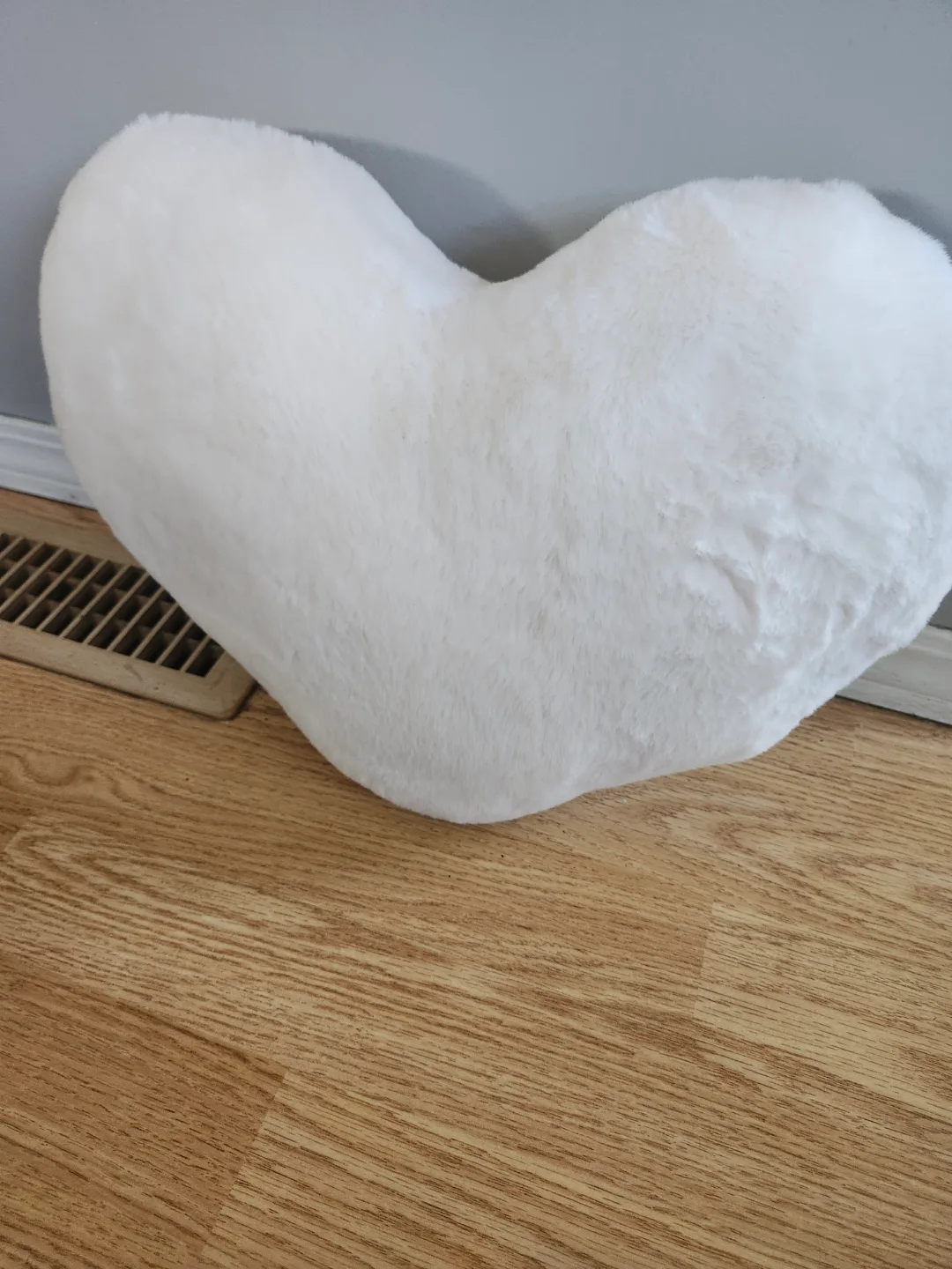 White Heart-Shaped Fuzzy Pillow thumbnail