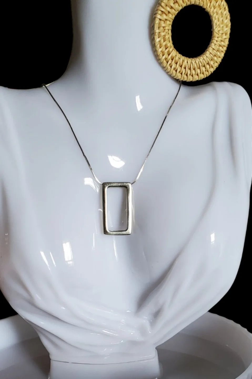 Vintge Birks Silver Rectangle Pendant Necklace image indicator(5)