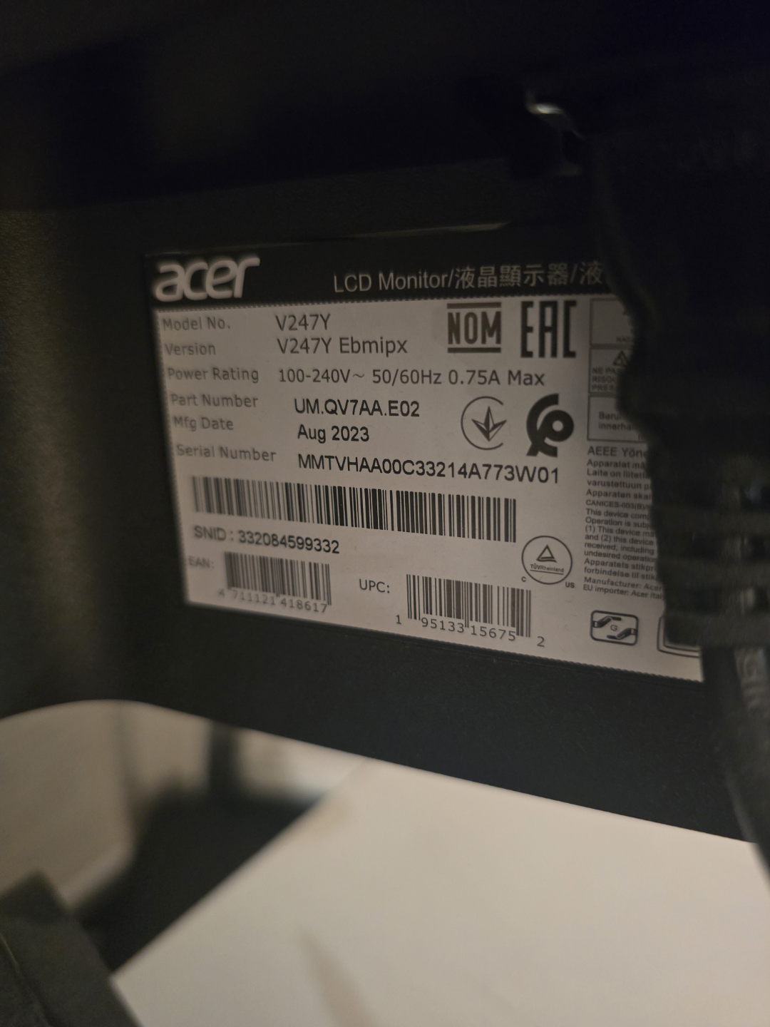 Pair of Acer V247Y LCD Monitors - photo 4
