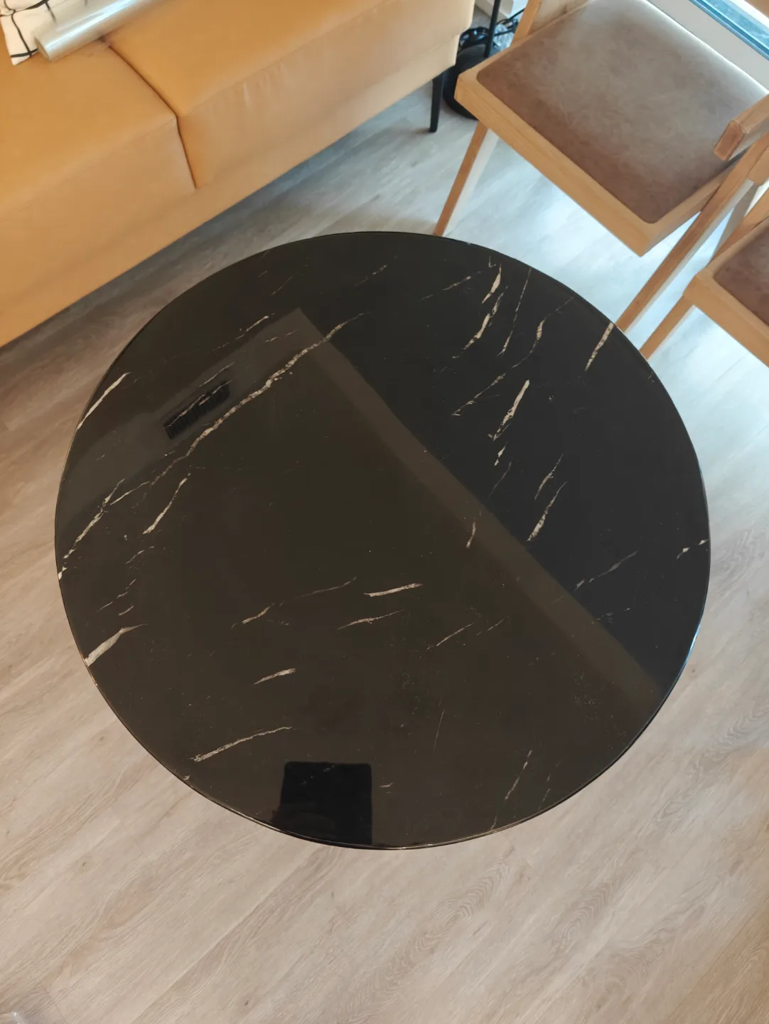 Round Marble-Top Dining Table with Gold Base image indicator(2)