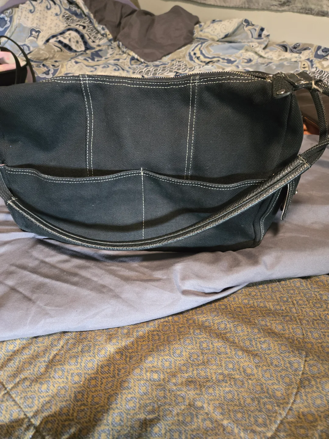 Black Canvas Shoulder Bag image indicator(6)