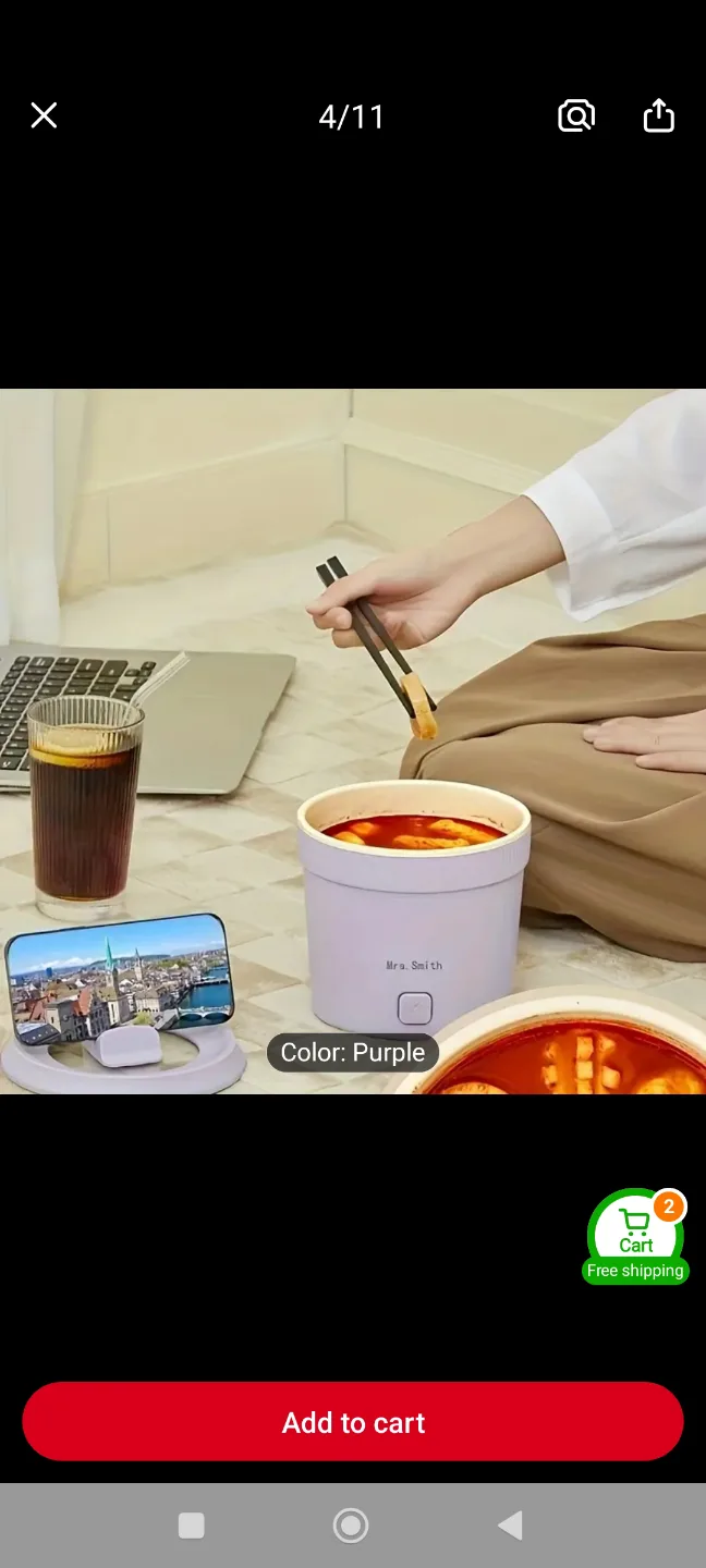 New Purple Multifunctional Mini Electric Cooking Pot image indicator(7)