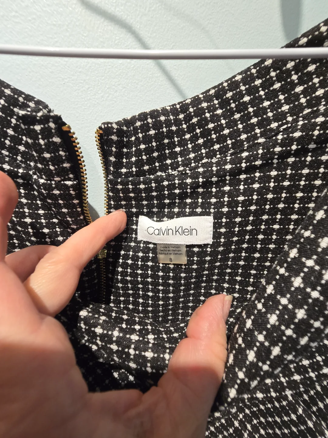 Calvin Klein Black and White Off-Shoulder Dress, Size 8 image indicator(4)