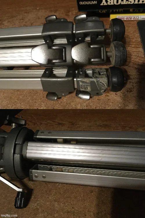 Vintage Camera Tripod with Pan Head silver 28-08-40 A Japan image indicator(8)