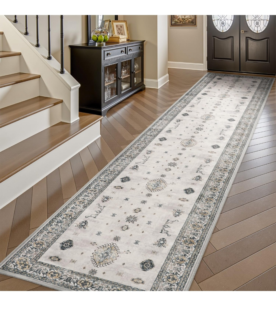 10x3ft Vintage Area Rug Runner - Beige, Grey, Cream - photo 2