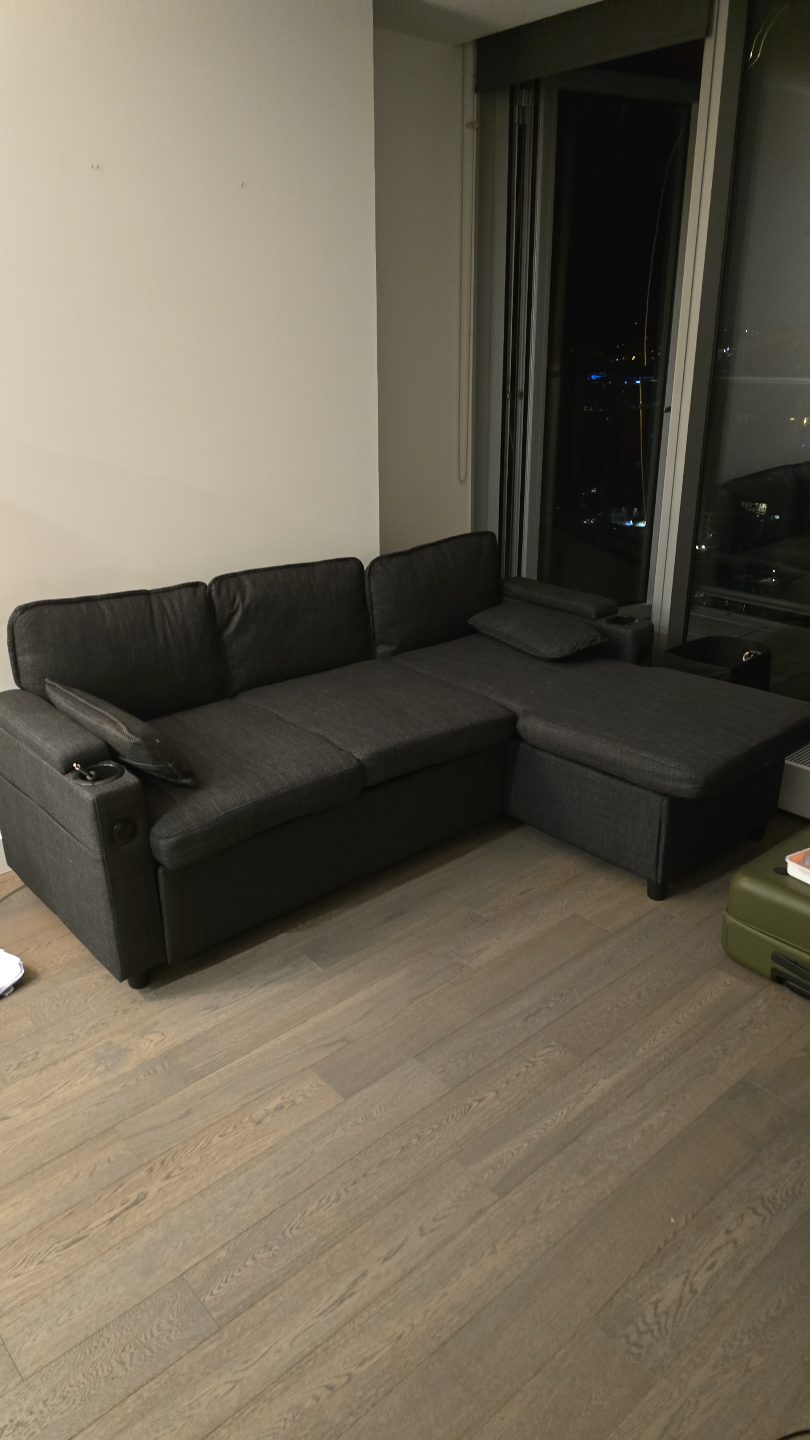Dark Grey L-Shaped Sectional Sofa with pull out bed - photo 3