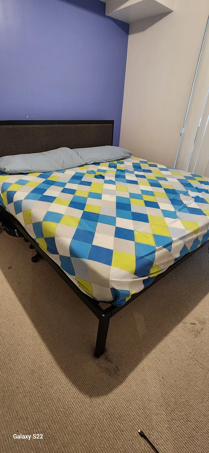 King Size Metal Platform Bed Frame with mattress thumbnail