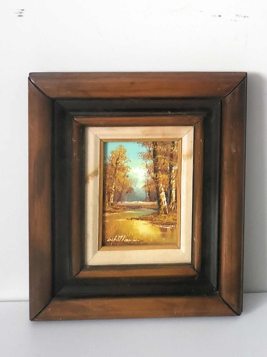 original Whitlam painting of a landscape. Trees .5 x 7 inches